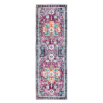 “Granada Ruby Red washable rug with vintage‑inspired pattern”