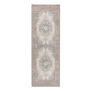 “Traditional washable hallway runner with vintage medallion pattern and non‑slip backing”