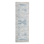“Traditional washable hallway runner with distressed medallion pattern and non‑slip backing”