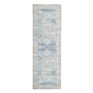 “Traditional washable hallway runner with distressed medallion pattern and non‑slip backing”
