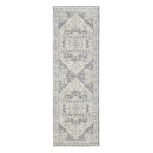 “Traditional washable hallway runner with distressed diamond pattern and non‑slip backing”
