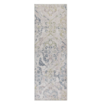 “Italian inspired washable hallway runner with non‑slip backing in blue and green tones”