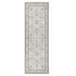 “Traditional washable hallway runner with ornate border and non‑slip backing”