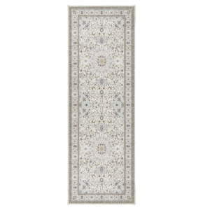 “Traditional washable hallway runner with ornate border and non‑slip backing”