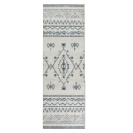 “Grey and off‑white Aztec style washable hallway runner with non‑slip backing”