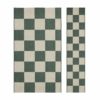matching green chequer rug and runner set displayed on white background
