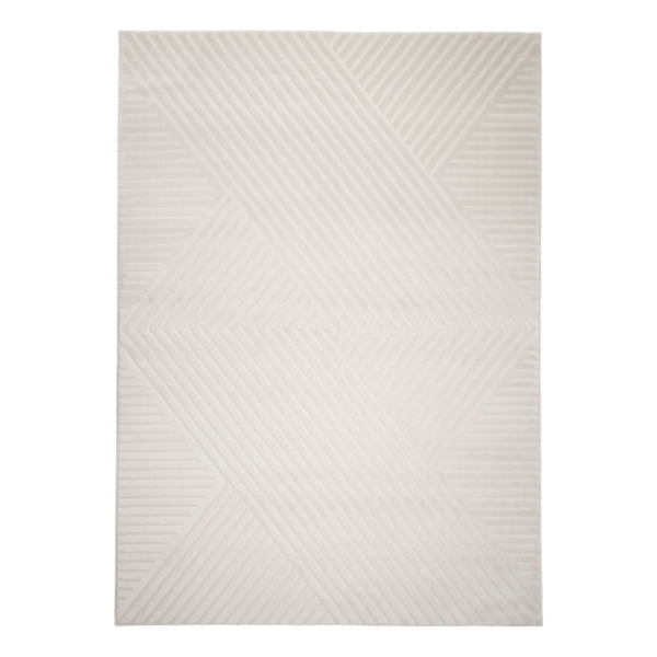 neutral ivory rug with structured diamond motifs and gentle gradient detailing