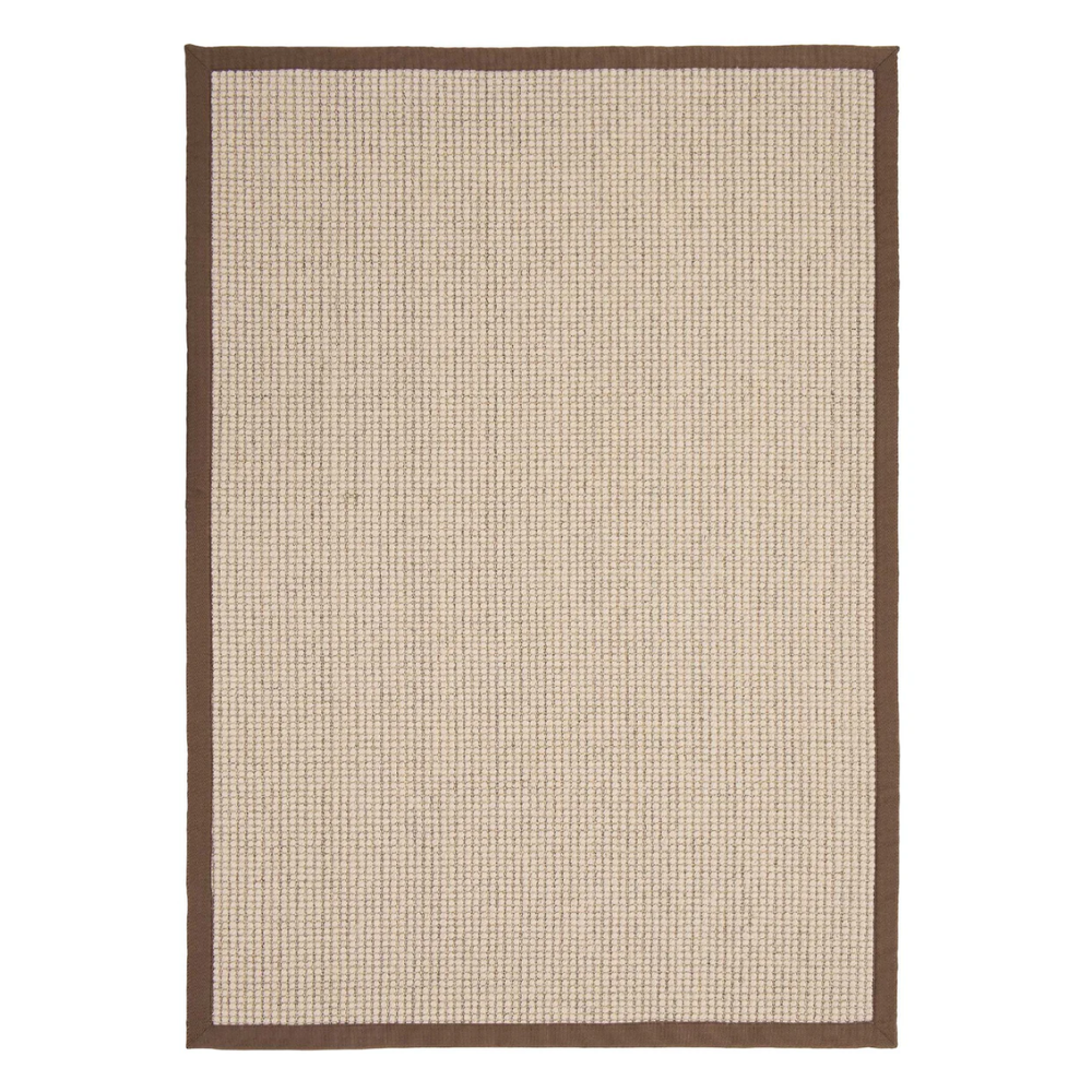 Sisal Bouclé Mocha rug with warm mocha tones and a structured bordered finish