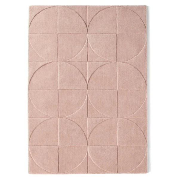Origins Penny Blush rug featuring a soft blush tone and subtle circular wool detailing.