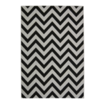 monochrome chevron rug with a clean, structured pattern