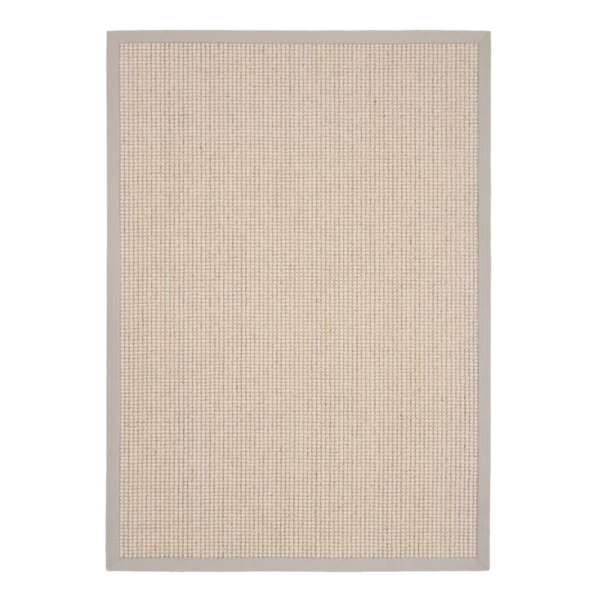 Sisal Bouclé Soft Grey rug with a cool grey tone and refined border detail