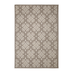 taupe tile‑pattern flatweave rug with a clean geometric layout