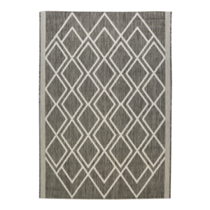 mid‑grey indoor outdoor rug featuring a repeating diamond design