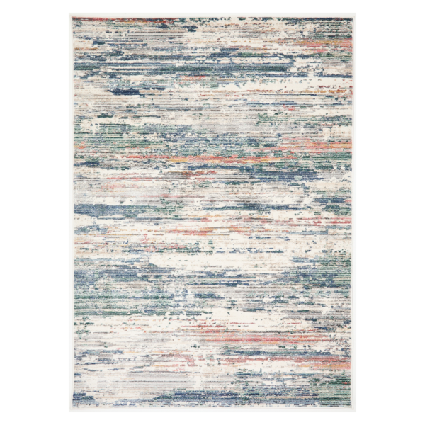 “Colourful contemporary rug featuring an abstract multi‑tone design in a bright home interior.”