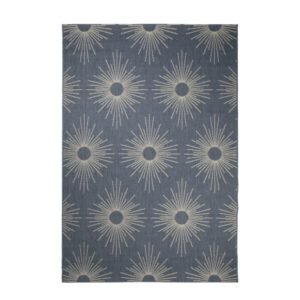 modern star motif rug with slim low profile