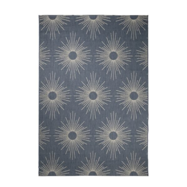modern star motif rug with slim low profile