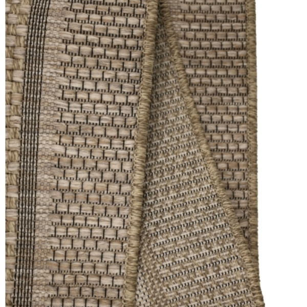 Summer Border Latte rug and runner set — neutral flatweave design on white background.