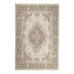 natural beige indoor outdoor rug with classic medallion design