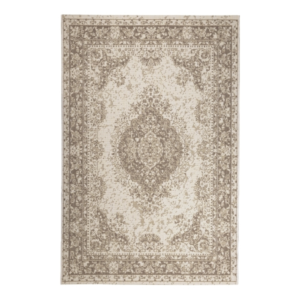 natural beige indoor outdoor rug with classic medallion design